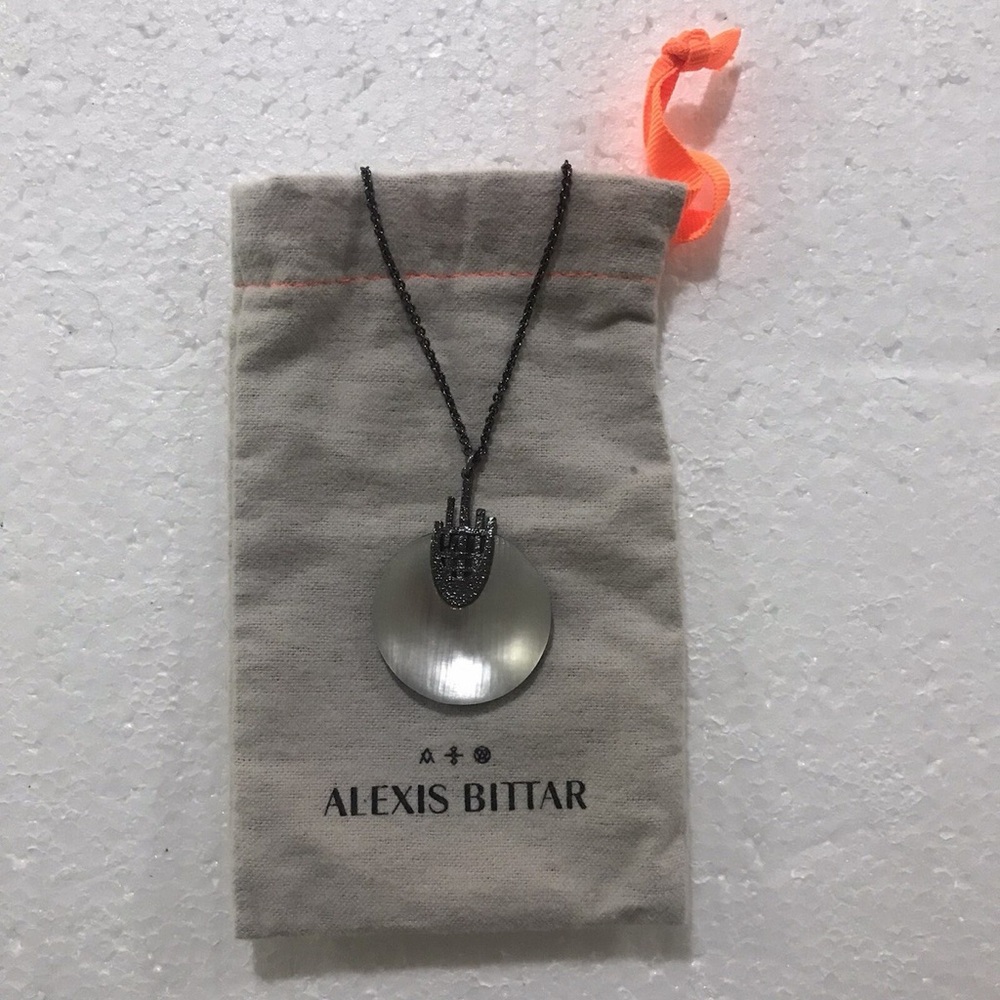 Alexis Bittar Silver and White deco Pendant Necklace - Picture 9 of 11
